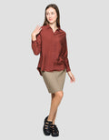 Anyday Long Sleeve Asymmetric Blouse Plain
