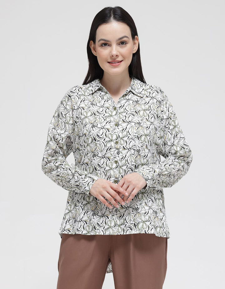 Anyday Long Sleeve Shirt With Flower Print