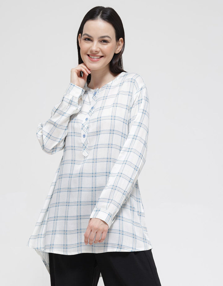 Anyday Long Sleeve Tunic Checked Print
