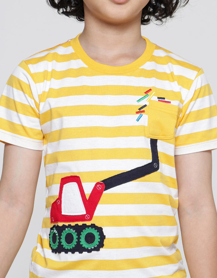 Little M Stripe Truck Boys T-Shirt