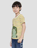 Little M Stripe Dino Kaos Anak Laki-laki