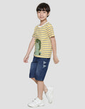 Little M Stripe Dino Kaos Anak Laki-laki