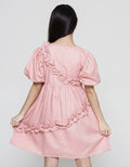 Sweet Miss Short Sleeve Midi Dress Balon Sleeves Geber Simetris