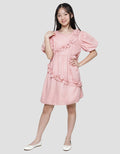Sweet Miss Short Sleeve Midi Dress Balon Sleeves Geber Simetris