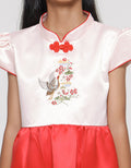 Sweet Miss Cny Burung Bunga Krah Shanghai Midi Dress Anak Perempuan