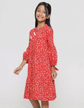 Sweet Miss Full Print Kipas Krah Shanghai Midi Dress Anak Perempuan