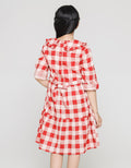 Sweet Miss Long Sleeve Midi Dress Full Print Checks With Ruffle
