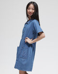 Nevada Denim Collared Midi Dress Anak Perempuan
