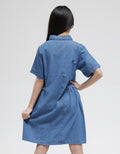 Nevada Denim Collared Midi Dress Anak Perempuan
