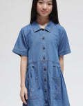 Nevada Denim Collared Midi Dress Anak Perempuan