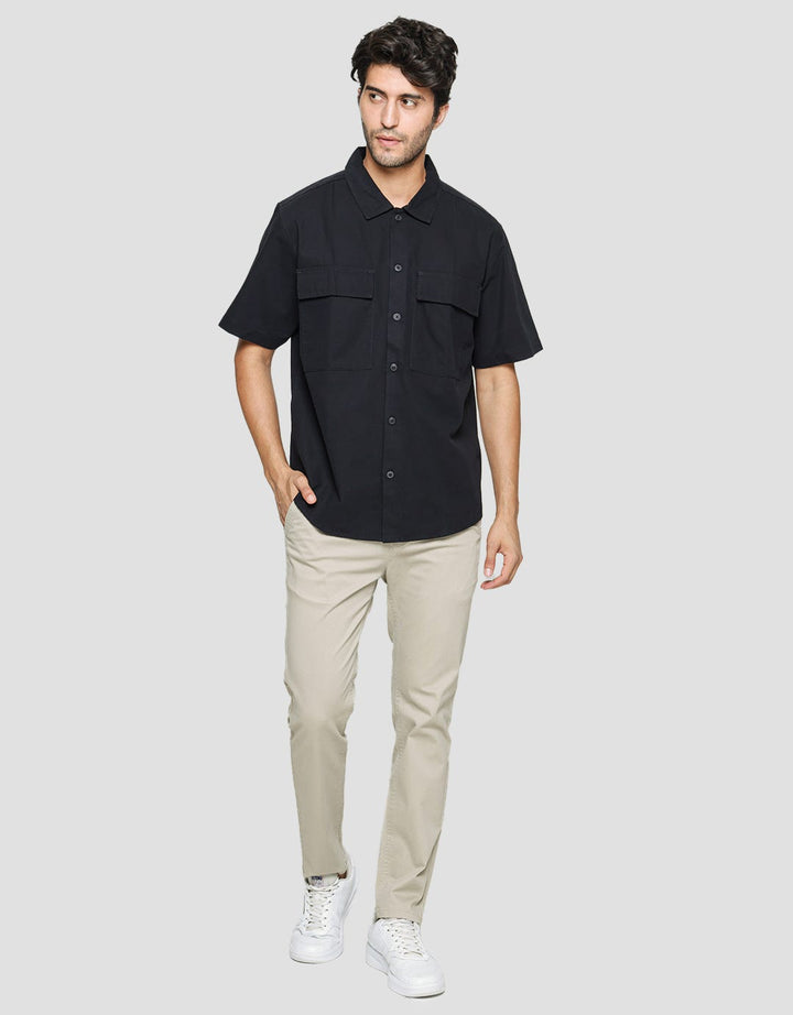 Details Short Sleeve Shirt Canvas Peach 2 Flap Pocket
