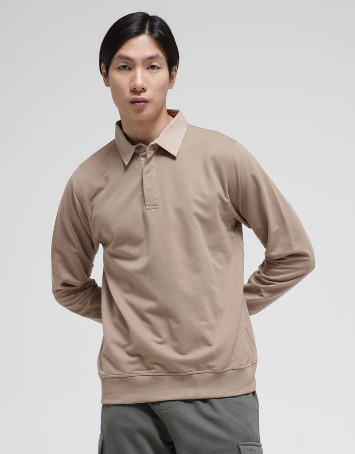 Details Sweatshirt Jumper Woven Collar Fleece