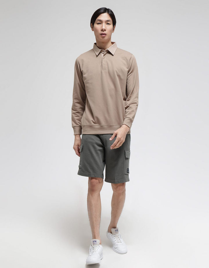 Details Sweatshirt Jumper Woven Collar Fleece