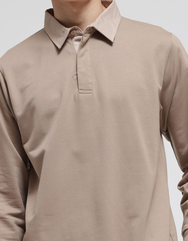 Details Sweatshirt Jumper Woven Collar Fleece