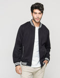 Details Fleece Bomber Varsity Jaket Pria