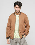 Details Fleece Bomber Varsity Jaket Pria