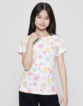 Aero Short Sleeve T-Shirt Print Bear Cherry Flower