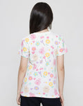 Aero Short Sleeve T-Shirt Print Bear Cherry Flower