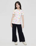 Aero Short Sleeve T-Shirt Print Bear Cherry Flower