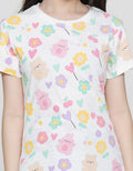 Aero Short Sleeve T-Shirt Print Bear Cherry Flower