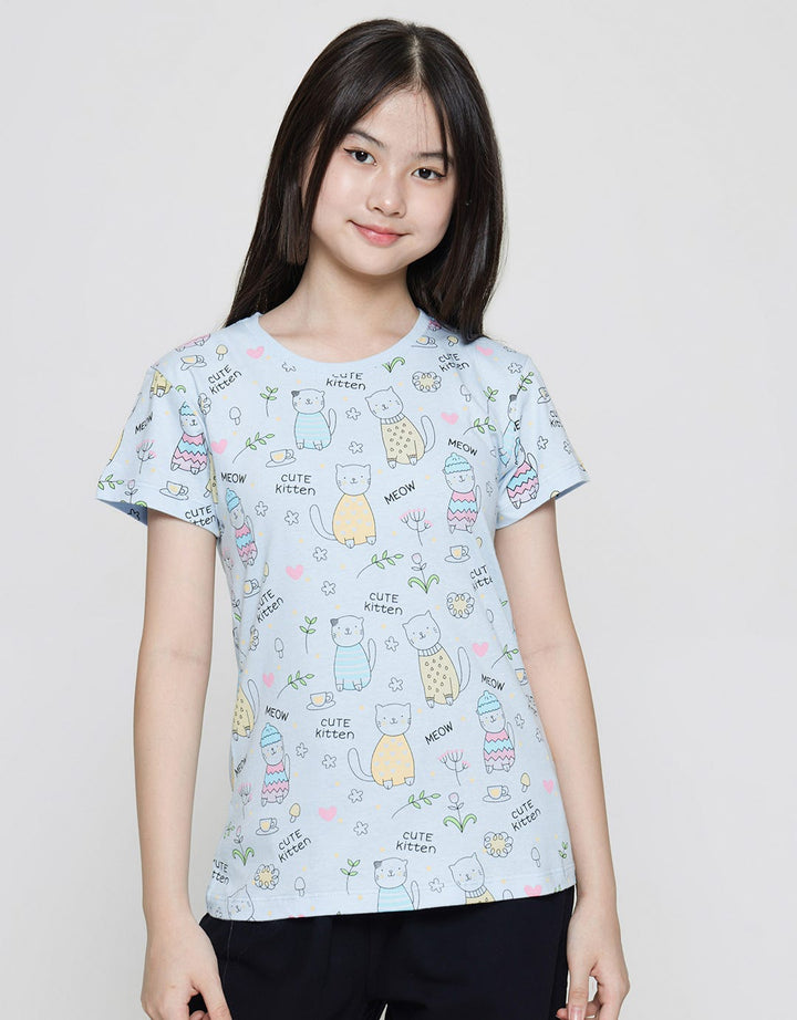 Aero Cute Kitten Flower Girls T-shirt