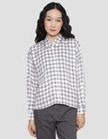 Nevada Woven Top Boxy Check Kemeja Lengan Panjang Wanita