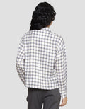 Nevada Woven Top Boxy Check Kemeja Lengan Panjang Wanita