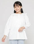 Nevada Long Sleeve Shirt Plain With Oversize Ruffle Collar And Flowers