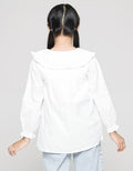 Nevada Long Sleeve Shirt Plain With Oversize Ruffle Collar And Flowers