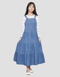Nevada Stripes Motif Inner Maxi Dress Overall Denim Girls