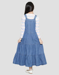 Nevada Stripes Motif Inner Maxi Dress Overall Denim Girls