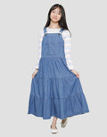 Nevada Stripes Motif Inner Maxi Dress Overall Denim Girls