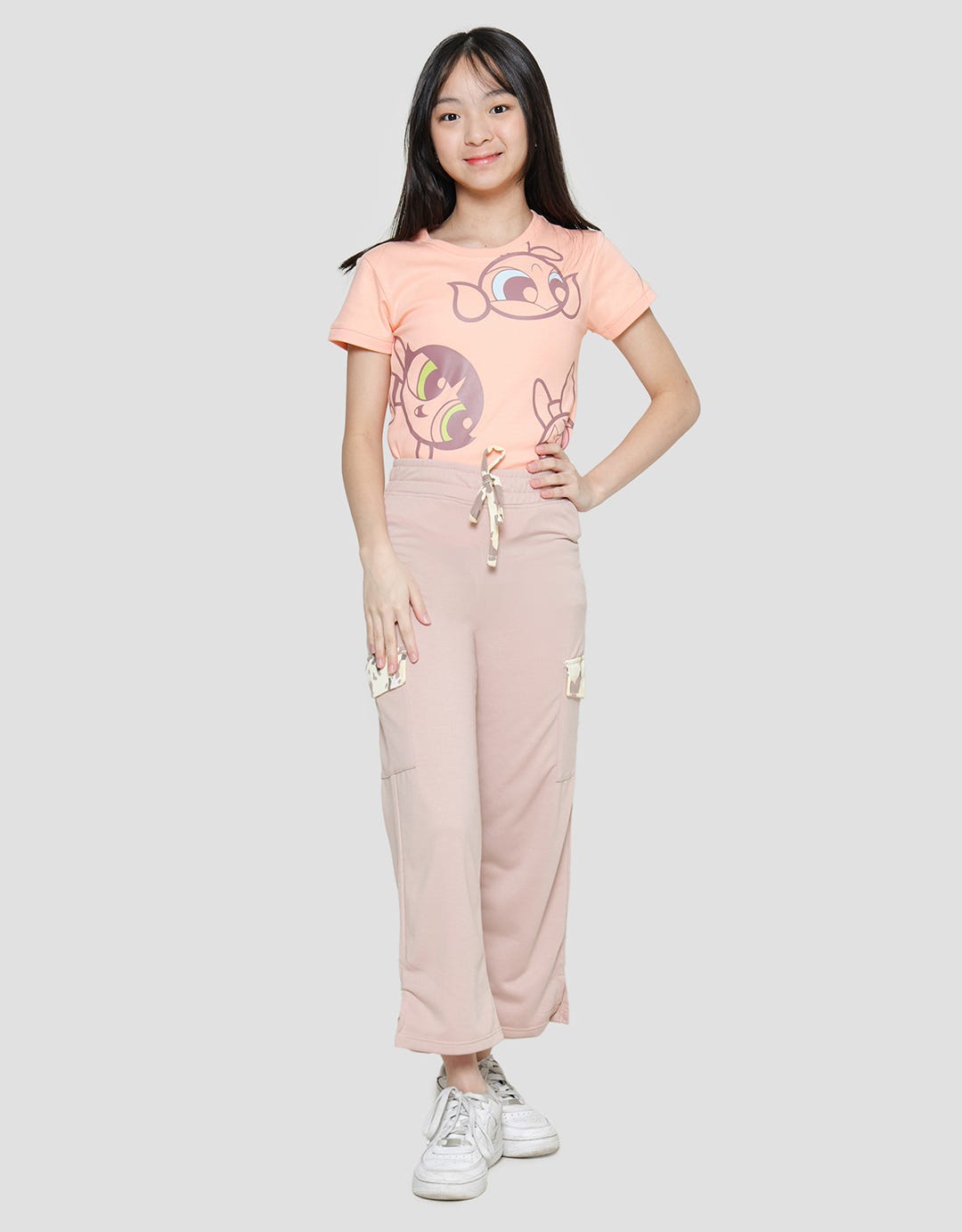 Nevada Girls Wideleg Print Girl Gang With Camo Pants