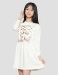 Nevada Art Camo Print Midi Dress Knit Lengan Panjang Anak Perempuan