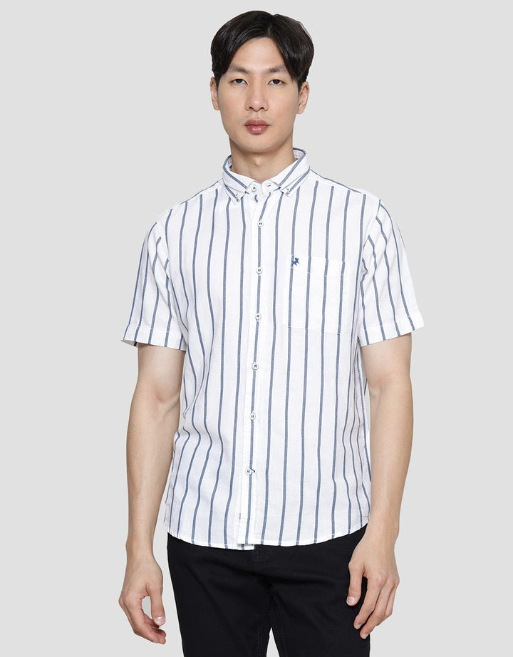 Lois Vertical Stripe Kemeja Lengan Pendek Pria