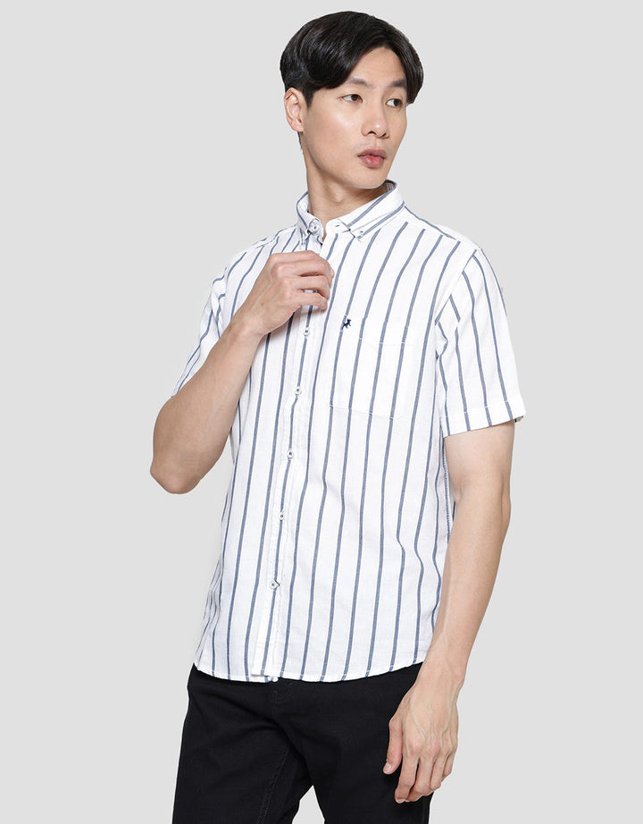 Lois Vertical Stripe Kemeja Lengan Pendek Pria