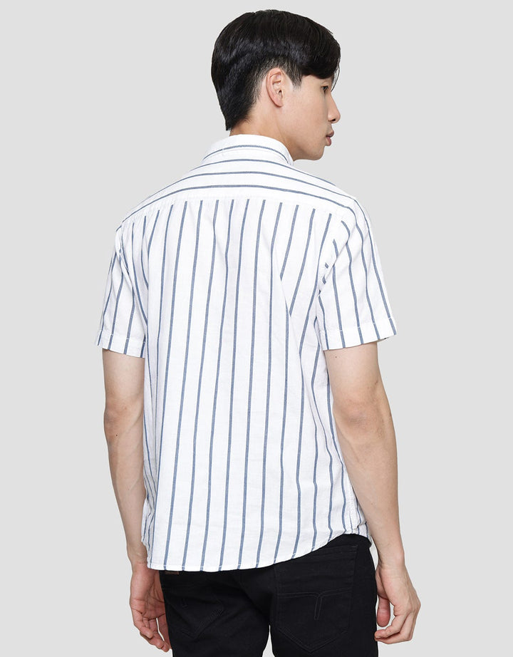 Lois Vertical Stripe Kemeja Lengan Pendek Pria
