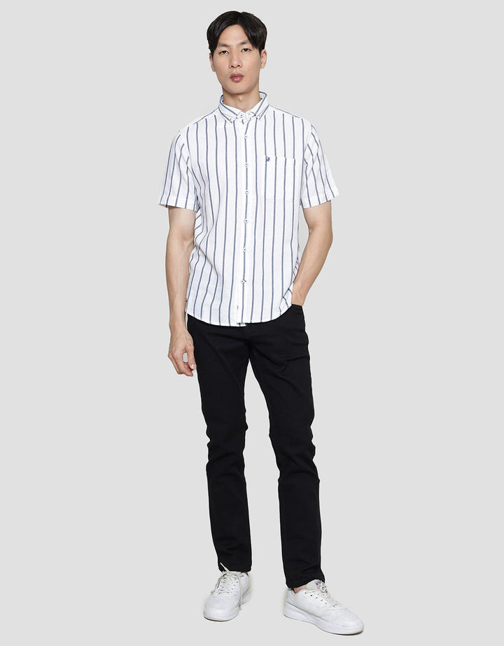 Lois Vertical Stripe Kemeja Lengan Pendek Pria