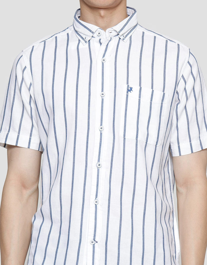 Lois Vertical Stripe Kemeja Lengan Pendek Pria