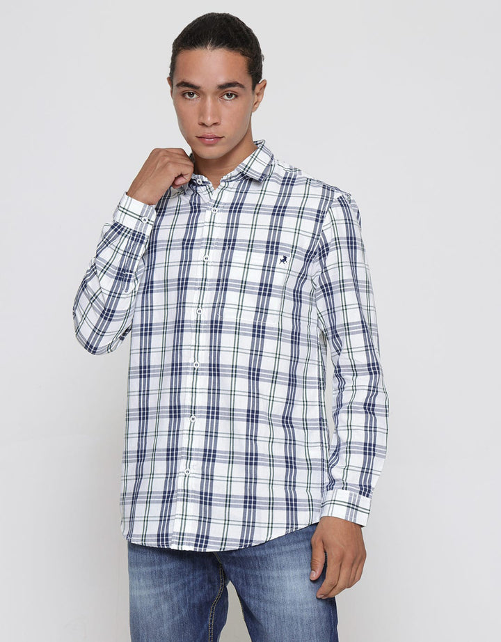 Lois Check Stripe Kemeja Lengan Panjang Pria