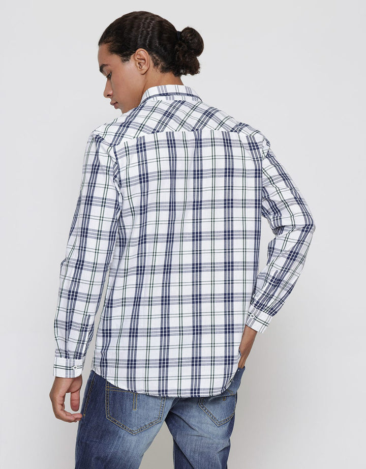 Lois Check Stripe Kemeja Lengan Panjang Pria