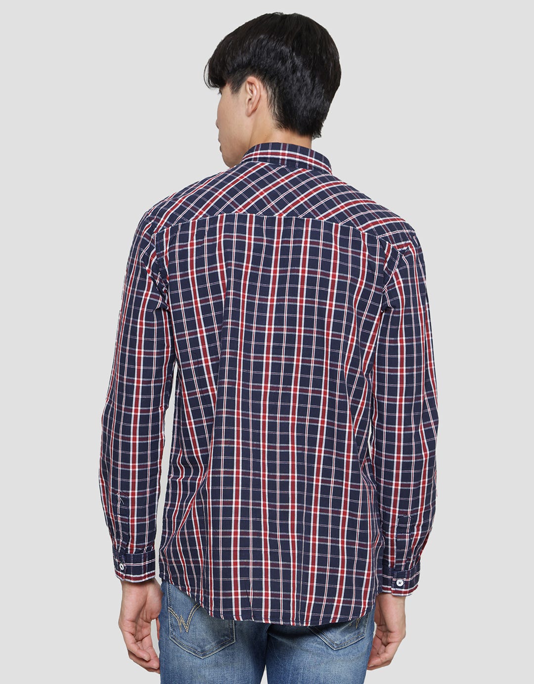Lois Check Print Kemeja Lengan Panjang Pria