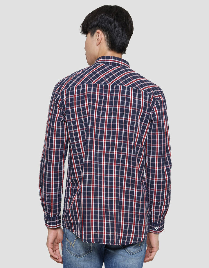 Lois Check Print Kemeja Lengan Panjang Pria