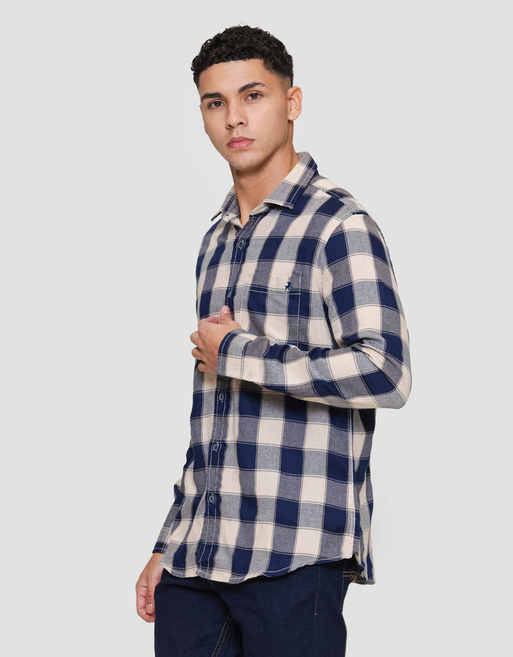 Lois Print Check Kemeja Lengan Panjang Pria