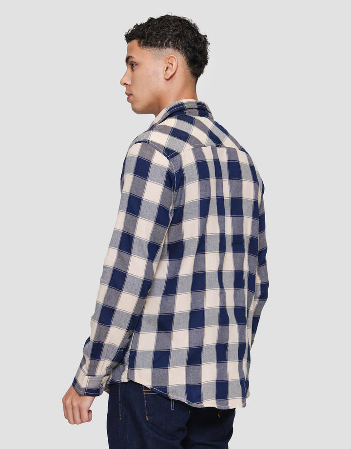 Lois Print Check Kemeja Lengan Panjang Pria