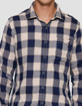 Lois Print Check Kemeja Lengan Panjang Pria