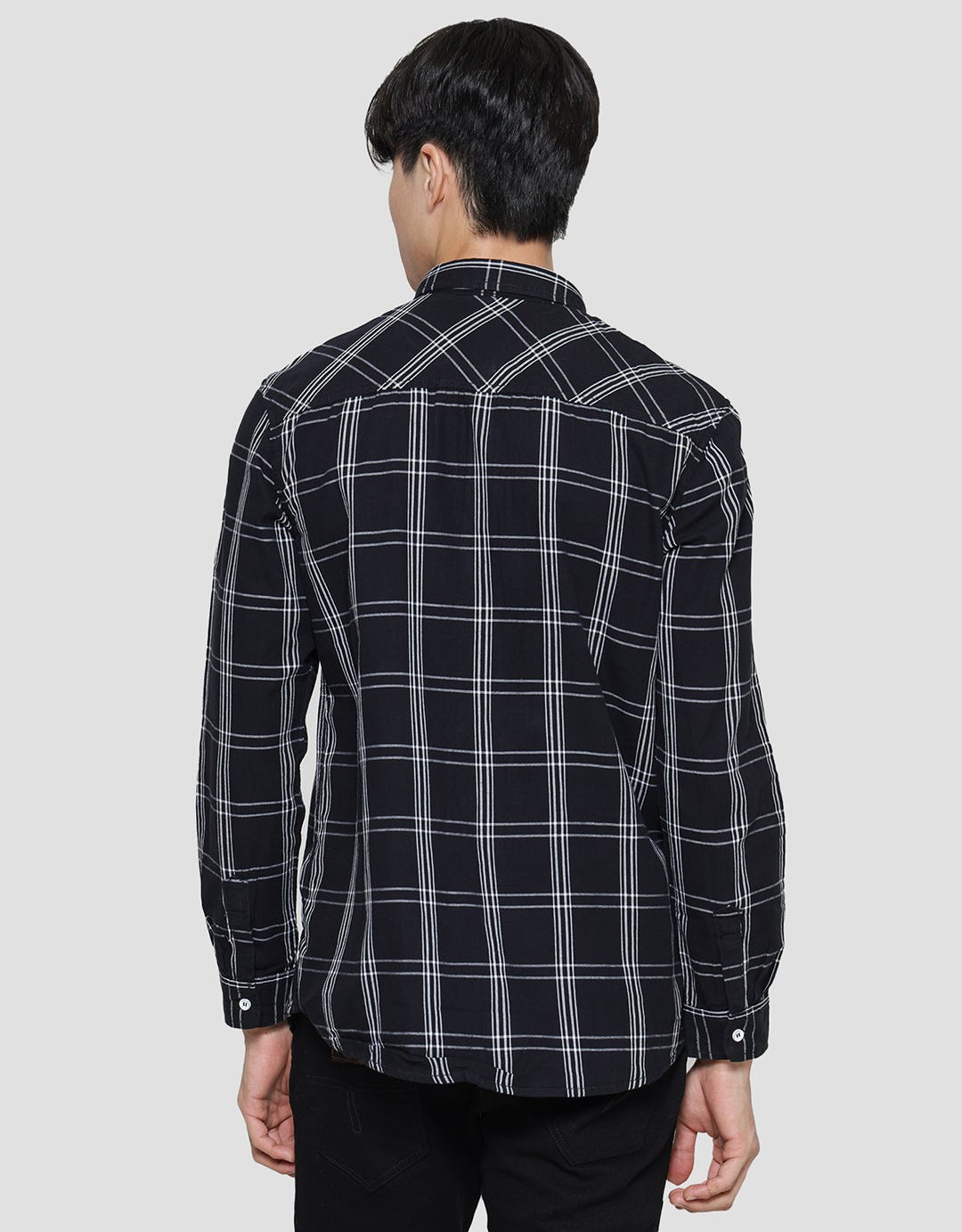 Lois Plaid Motif Kemeja Lengan Panjang Pria