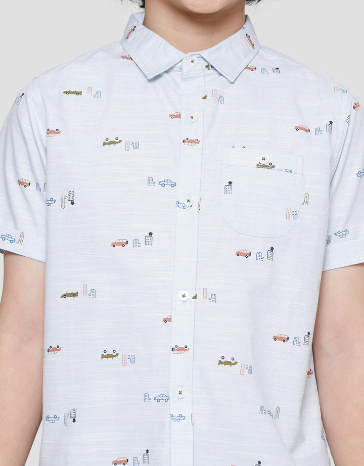 Little M Boys Short Sleeve Shirt Fullprint Car