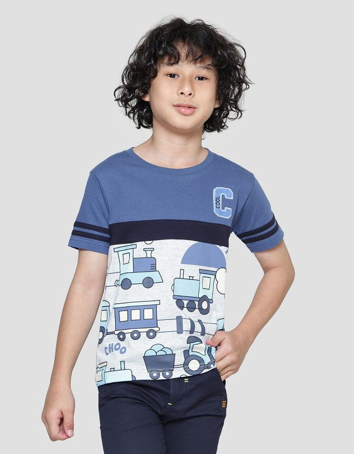 Little M Train Print Kaos Anak Laki-laki