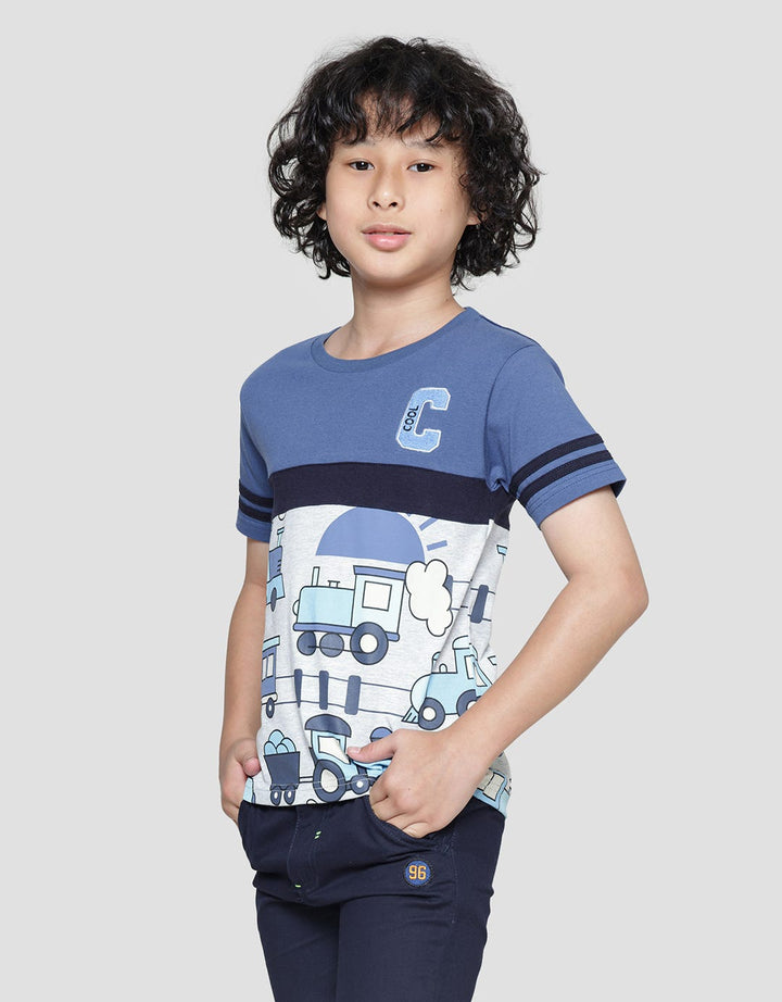 Little M Train Print Kaos Anak Laki-laki